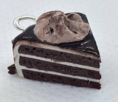 Miniature chocolate cake slice charm