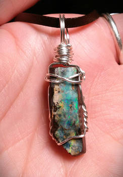 Opal in Petrified Wood Pendant by Solara Solstice
