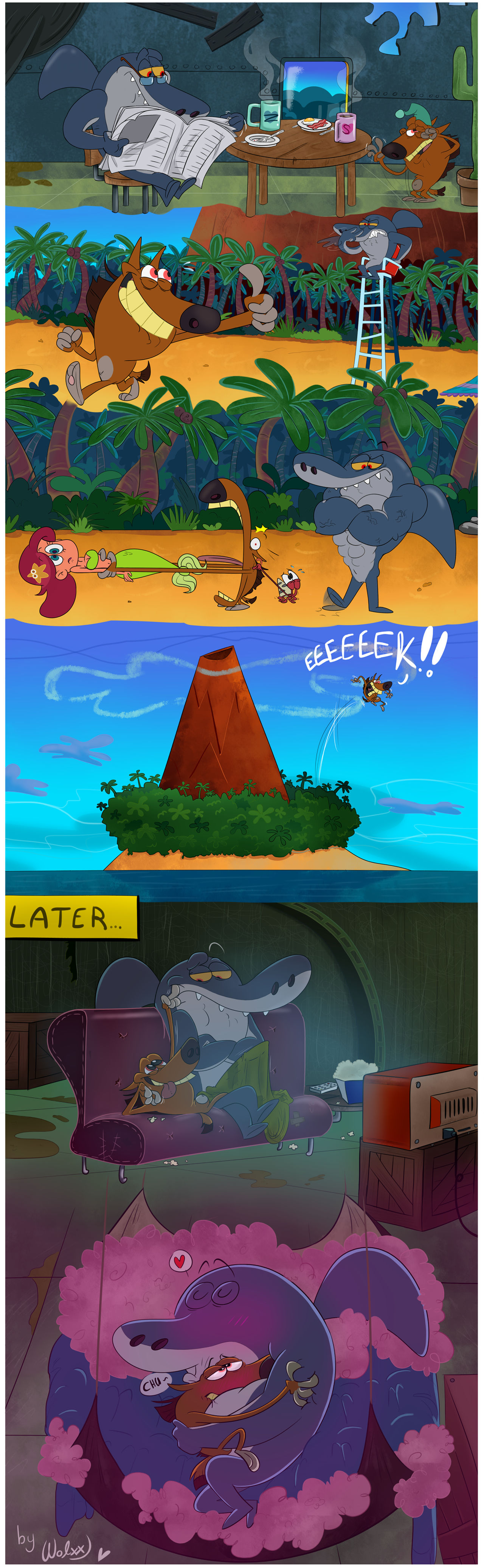 Zig X Sharko Relationship Routine Xd By Foxywolxy On Deviantart