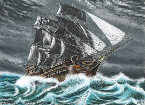 Ship in Stormy Sea