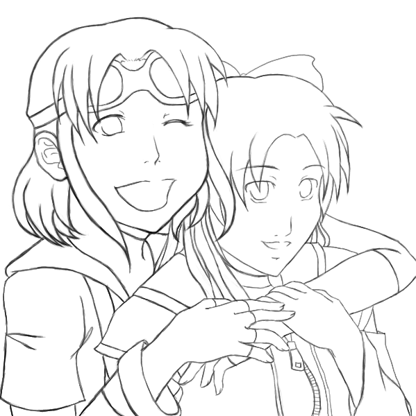 080930 Aimi and Minako Lineart