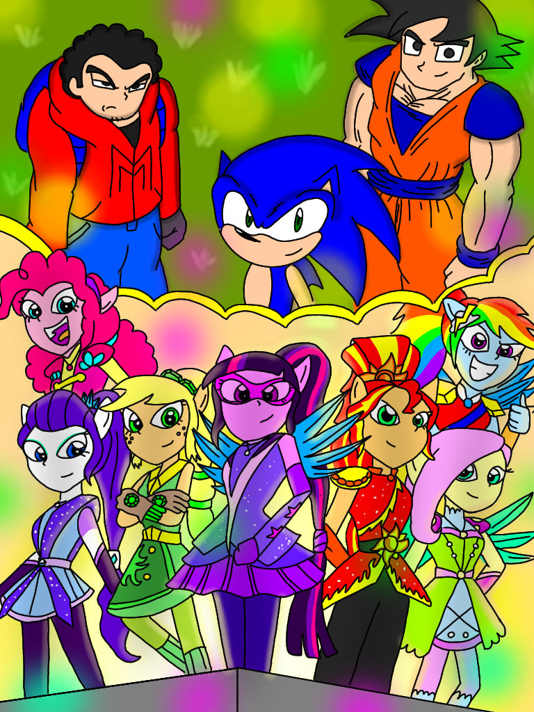Goku, Sonic and the equestria girls by Thundermore on DeviantArt