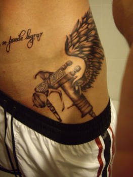 winged paint gun spray tattoo
