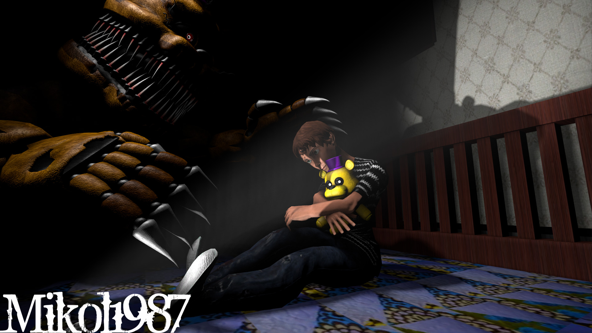 SFM Fnaf 4) Nightmare Fredbear on bed v1 by xXMrTrapXx on DeviantArt