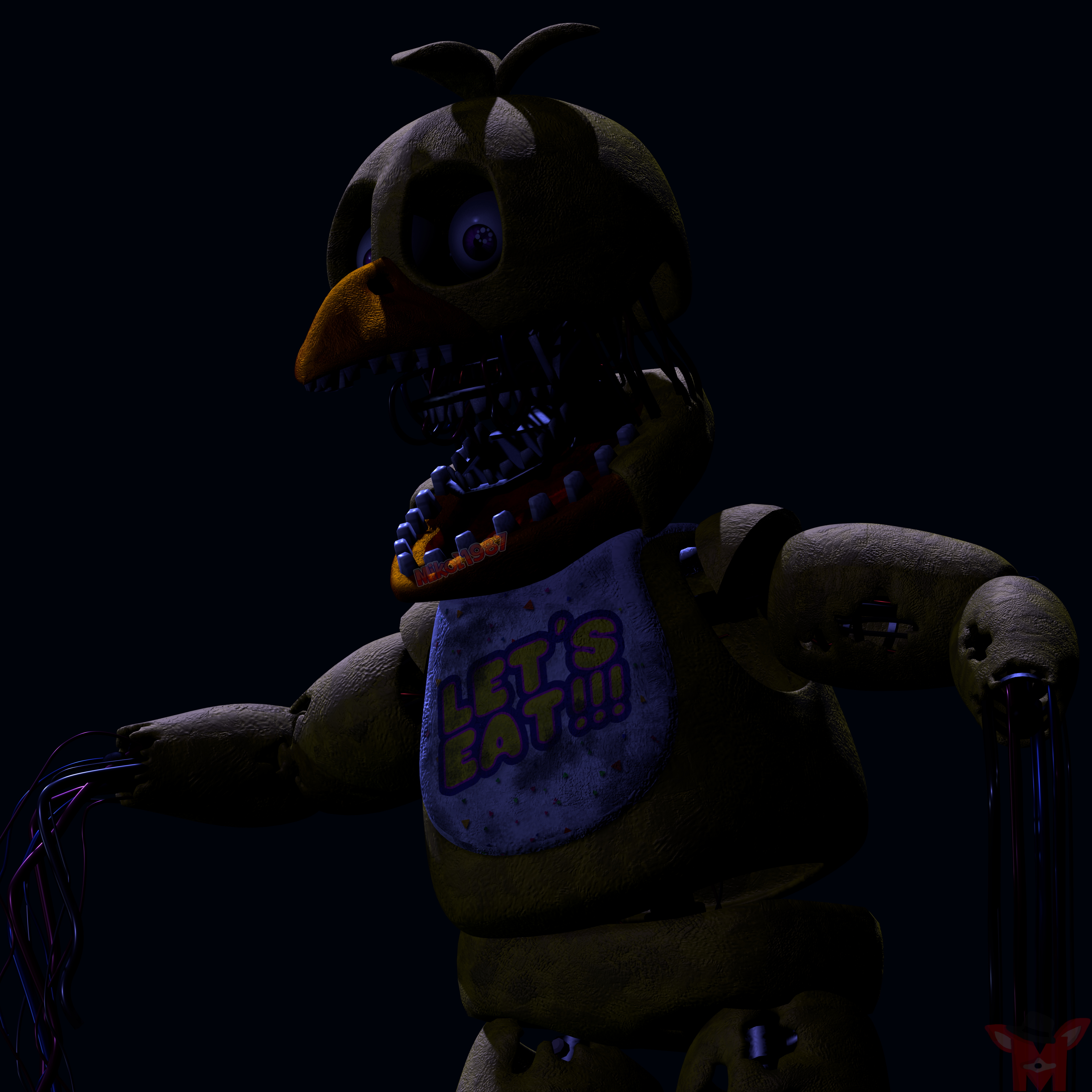 Withered Chica - Download Free 3D model by animator12 (@animator12