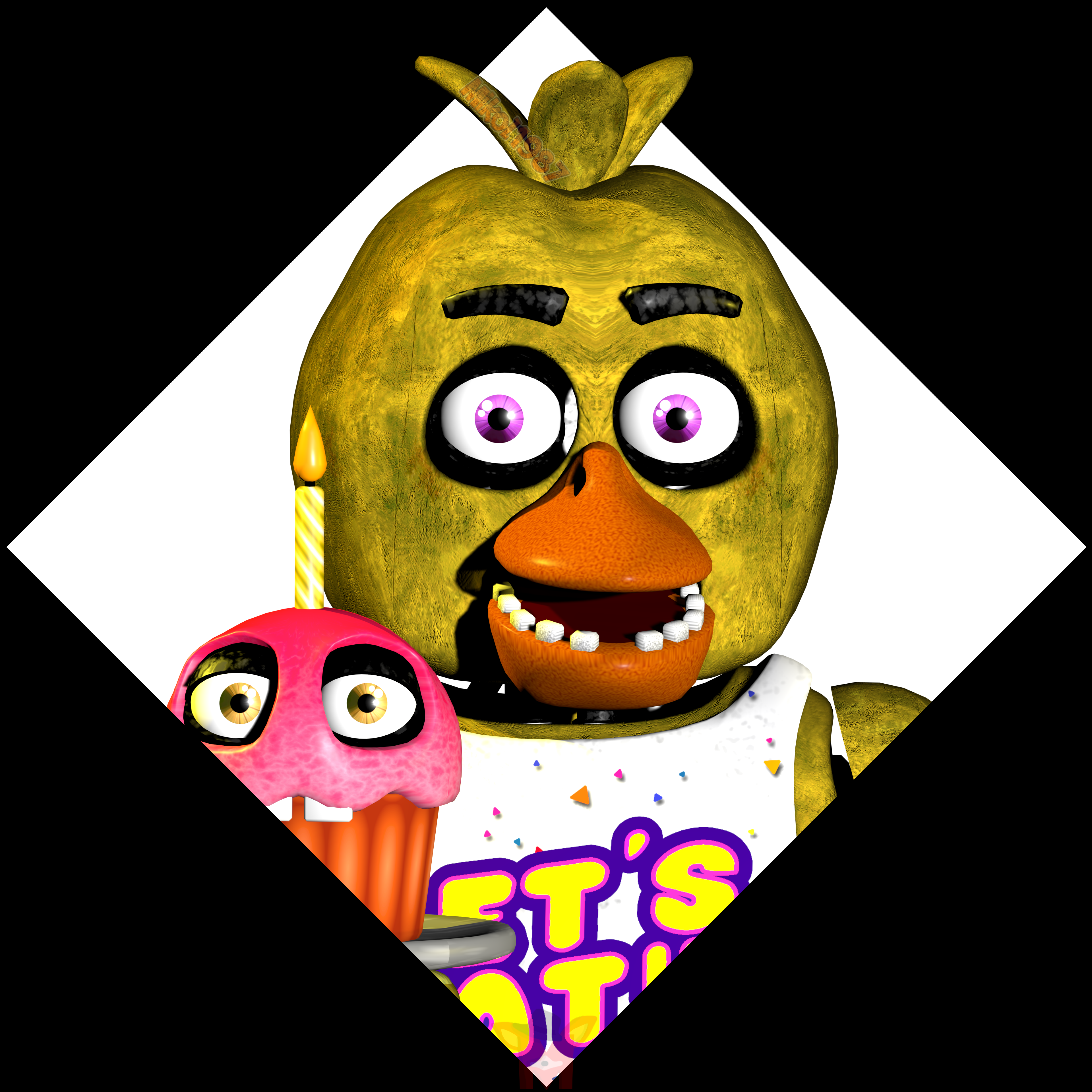 Withered Chica Character Render by TheUnbearable101 on DeviantArt