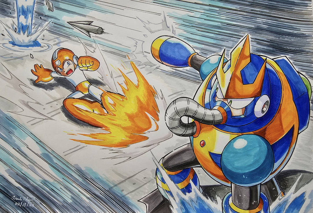 Mega Man 5 - Mega Man vs Wave Man by innovator123 on DeviantArt