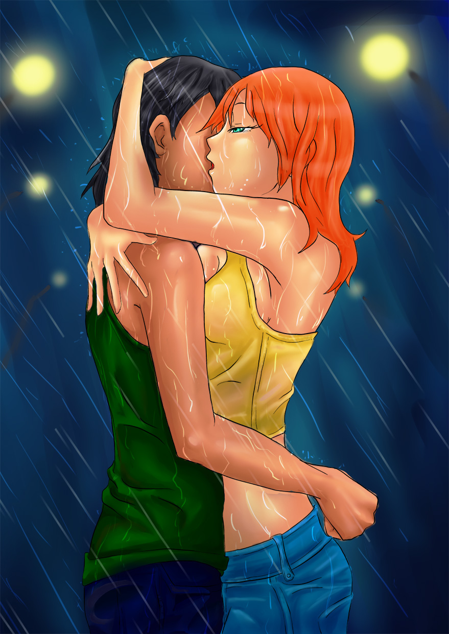 Kissing in the rain color by DE-Juanchi on DeviantArt Kissing in the rain color by DE-Juanchi on DeviantArt
