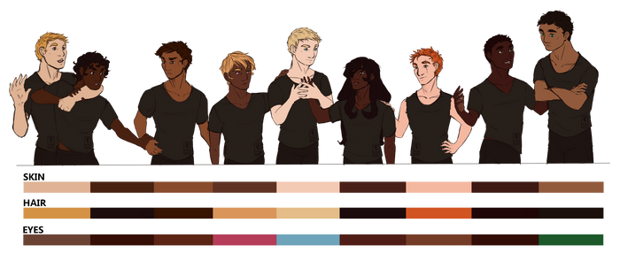 Skin colours of all my boys