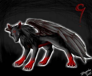 Evil Black and Red Wolf