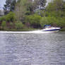 River-scape with motorboat