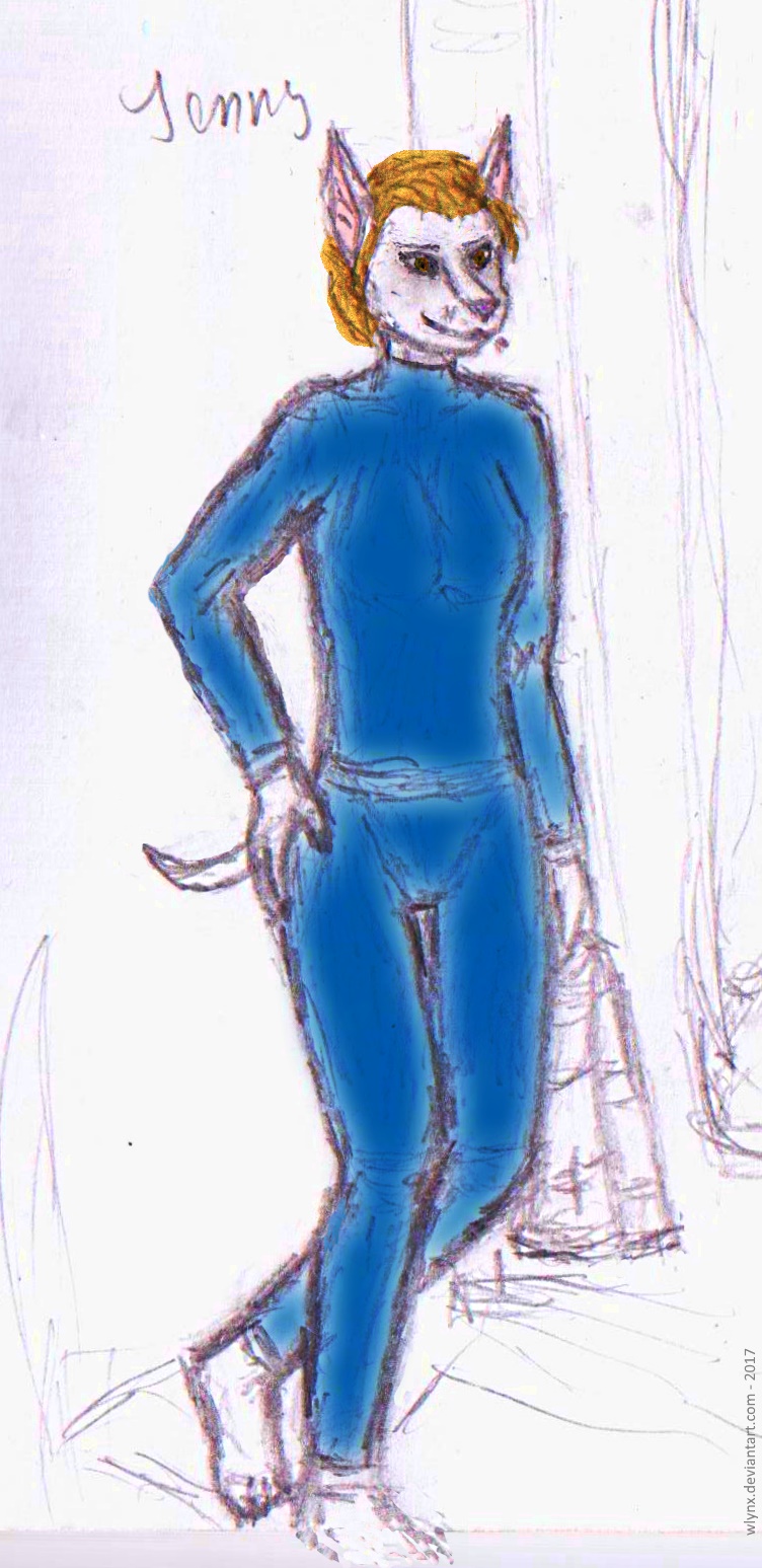 Jenny - 'anthro class-3' in blue wetsuit