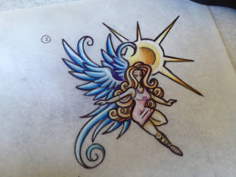 Tiny little angel tattoo design sketch up