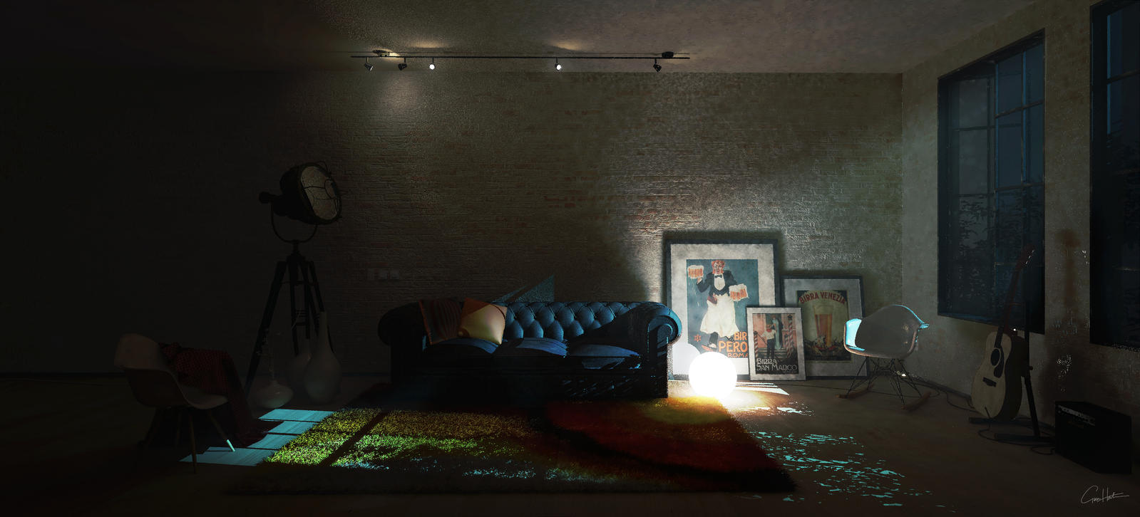 Studio Living room 01 Nightscene