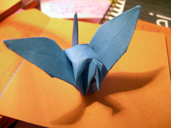 Blue Paper Crane by Creativeness