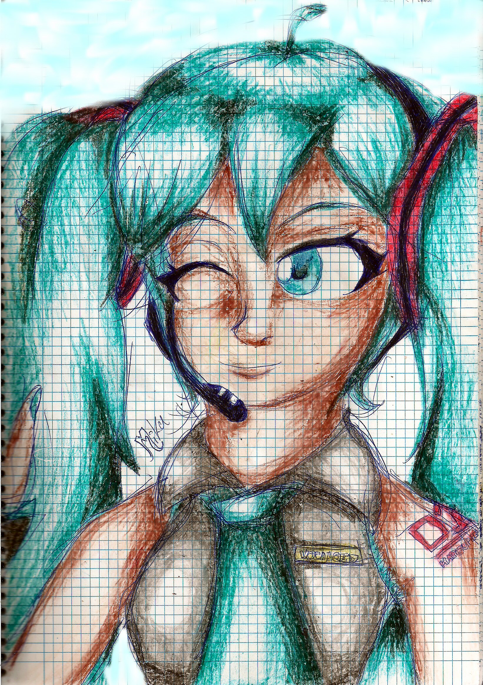 Miku Colored with Crayons