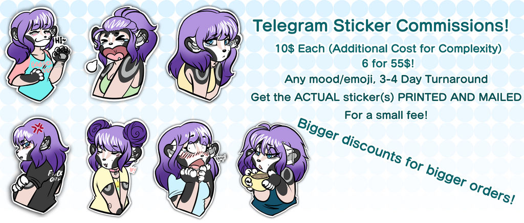 Sticker Commissions Telegram Sticker Commissions by SapphireGazelle on DeviantArt