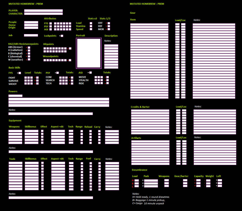 Character Sheet Blank By Lunatic38 On DeviantArt