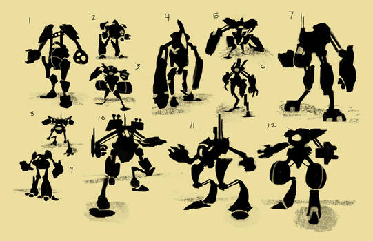 Unrendered Russian Mech Silhouettes