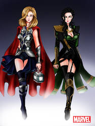 Avengers: Thor and Loki Godesses