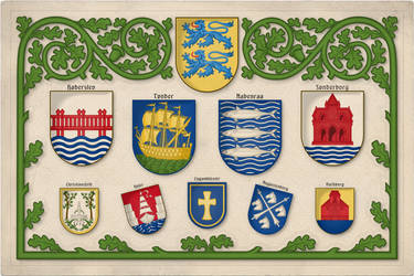 Coats of arms of the towns of Northern Schleswig by Regicollis