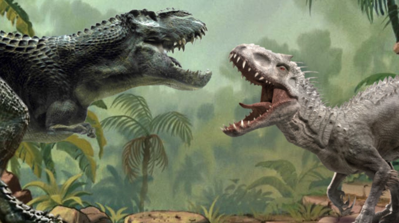 Tyrannosaurus rex vs Deinosuchus rugosus by Herschel-Hoffmeyer on