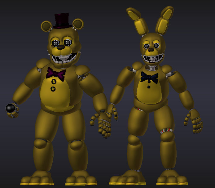 Fredbear and Springbonnie Blender release by Atticted on DeviantArt
