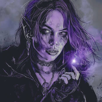 Nind Ehellen, Female Elf Wizard in purple