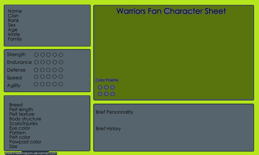 WildClan reference sheet