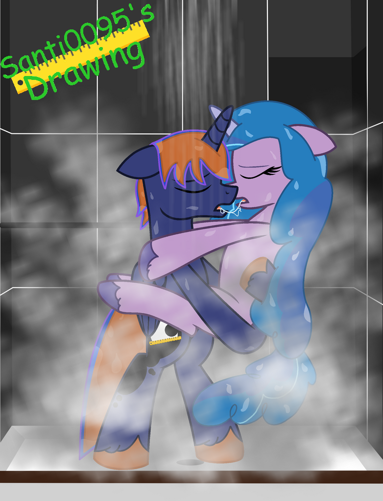 Romantic shower make out