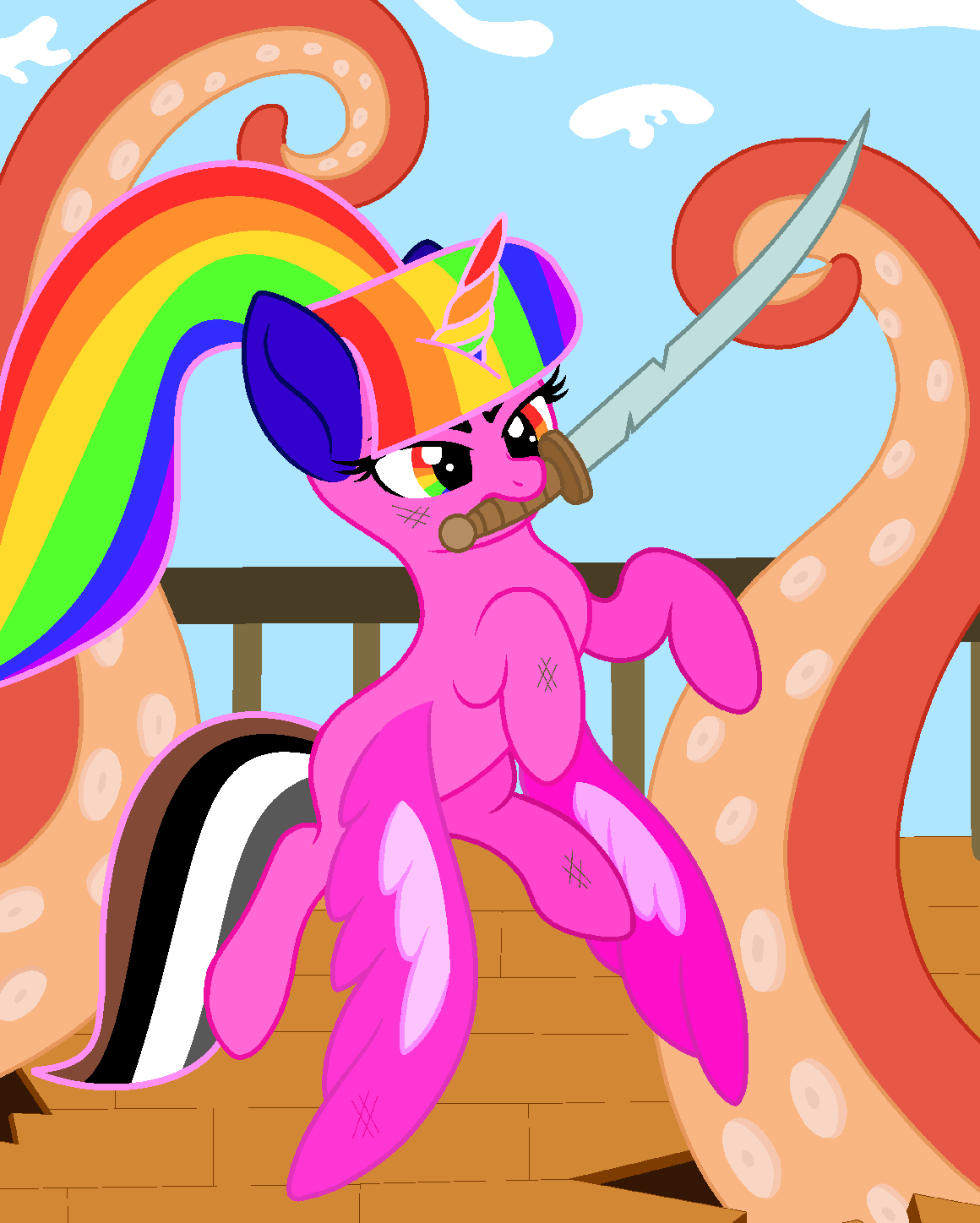 Fighting a giant octopus (birthday gift)