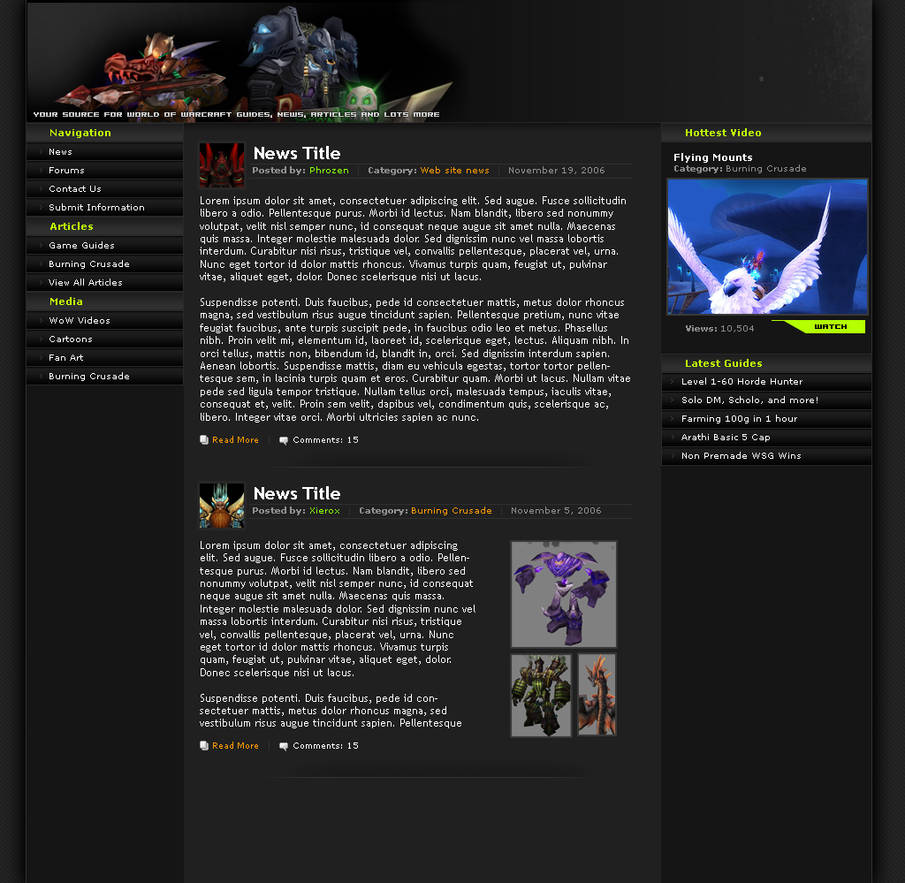 World of Warcraft Layout by silvercool on DeviantArt