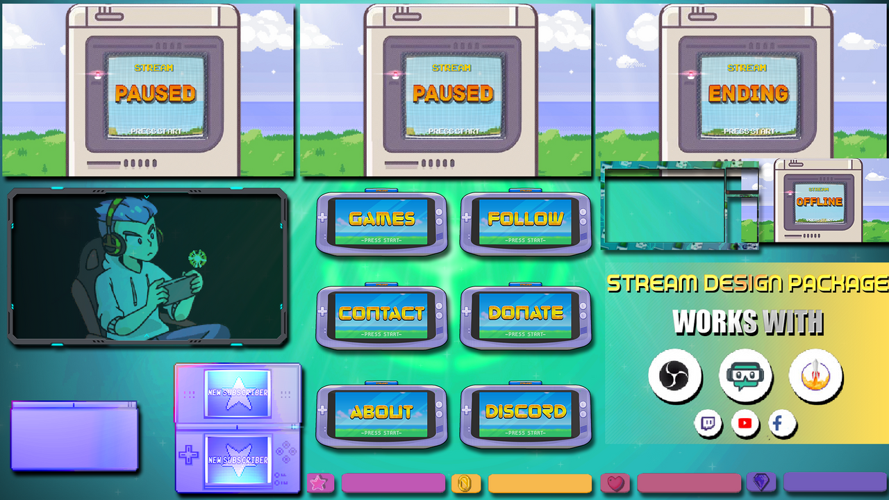 Funimate Overlay Animated Twitch Overlay Package - Retroconsole by spartacrxx on DeviantArt