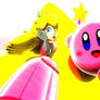 Peach and Kirby Waving  Close Up