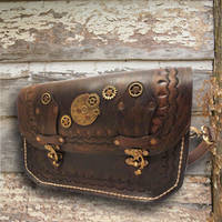 Women's Brown Leather Satchel - Steampunk