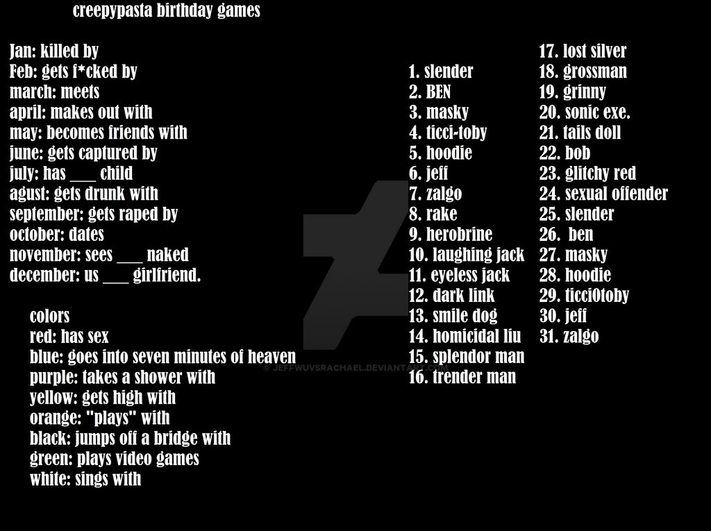 creepypasta birthday game