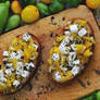 Bruschetta with tomatoes and feta cheese