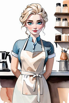 Elsa barista in watercolor