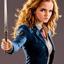 Hermione Granger wielding a knife