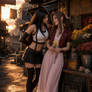 Aerith Gainsborough, Tifa Lockheart at Flower Stal
