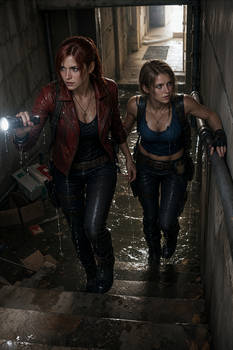 Claire Redfield, Jill Valentine in dark alley