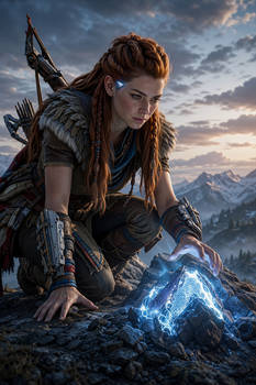 Aloy discovers a glowing blue meteor shard