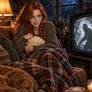 Rowan Fletcher and Wolf in cozy winter night
