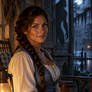 Wolf woman in white blouse the wolf man