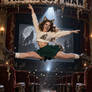 Cheerleader jumping with the wolf man