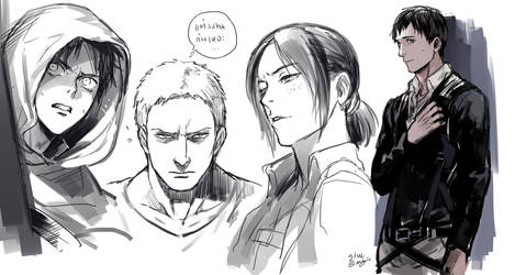 Eren Reiner Ymir and Bertholdt