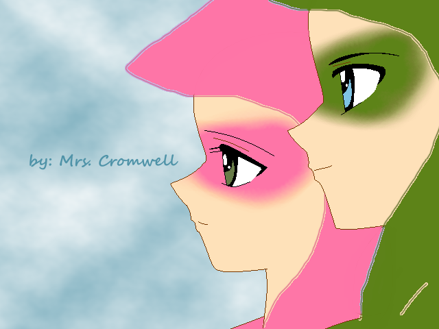 pink and green arrow