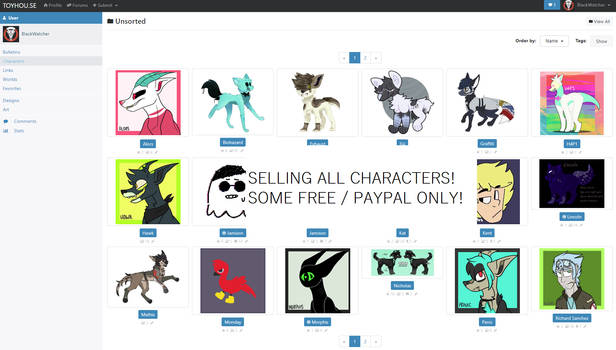 Giving away characters and selling