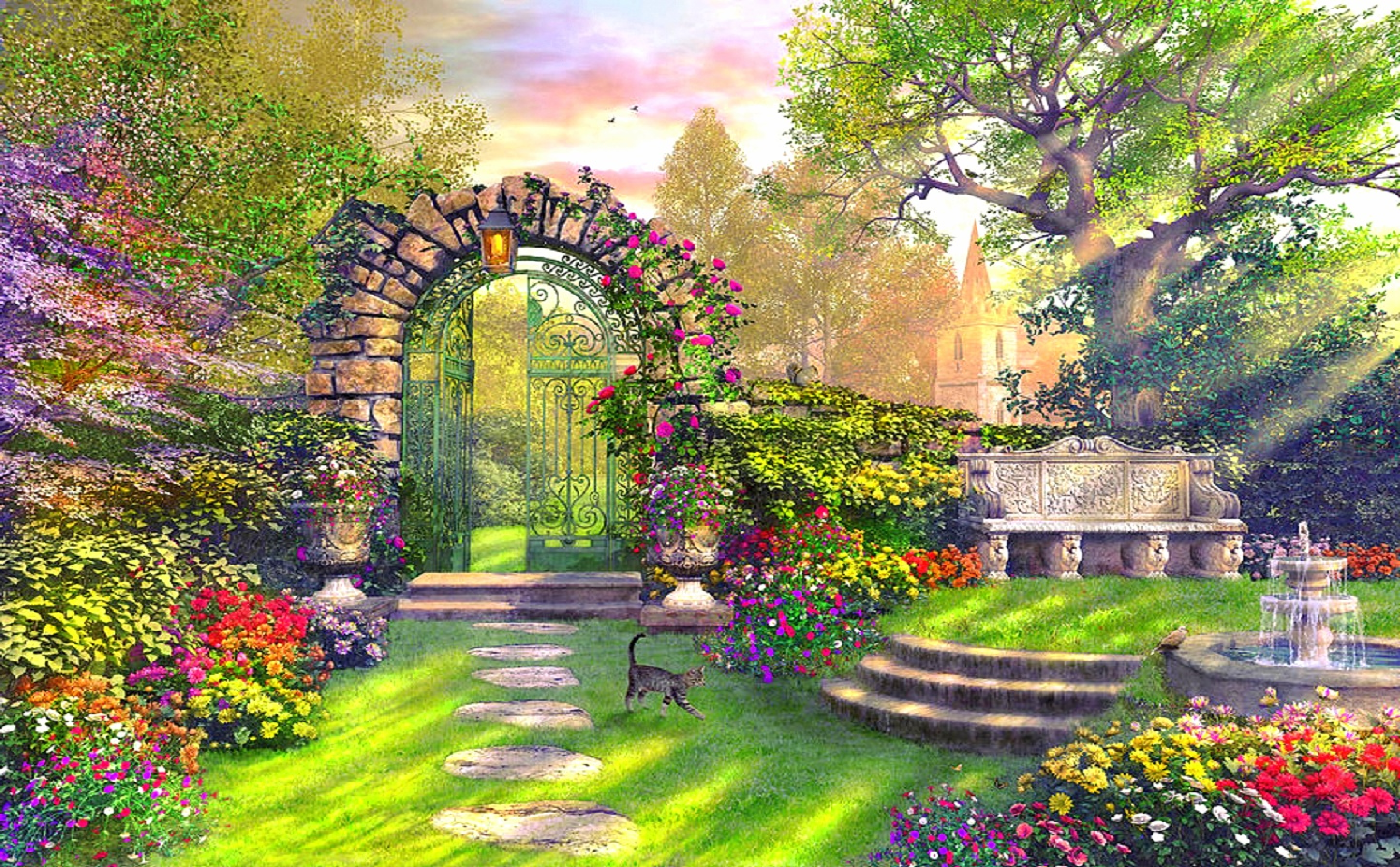 Thoả sức trẻ hóa tinh thần của bạn với hình ảnh khu vườn tưởng tượng tuyệt đẹp. Không gian lãng mạn với những bông hoa đa dạng và không gian xanh tươi mới sẽ làm bạn hài lòng và đem đến cho bạn cảm giác thư giãn và yên bình.
