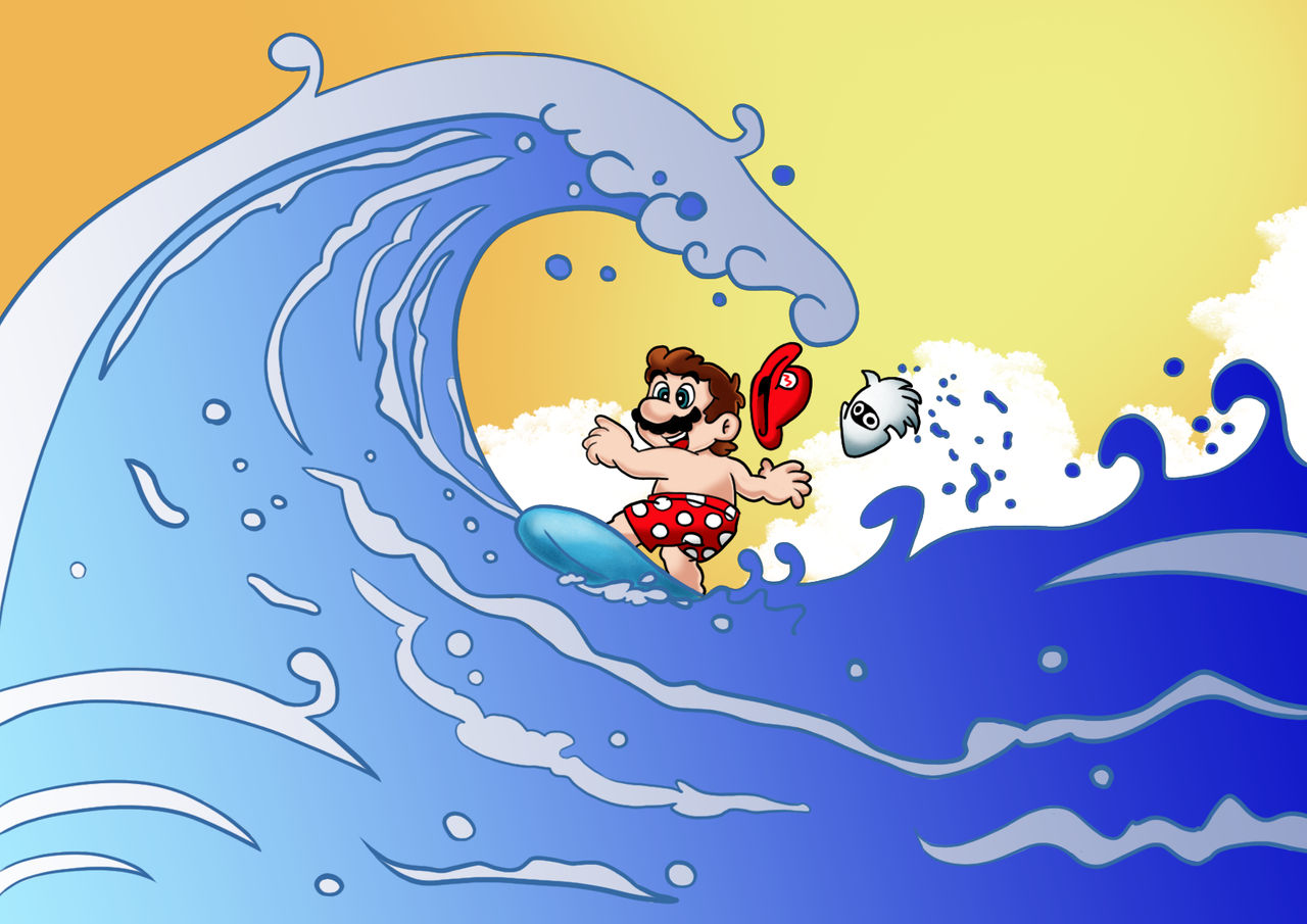 Mario Shell Surfing Mario Surf - desenho 3 by StefaneArs on DeviantArt